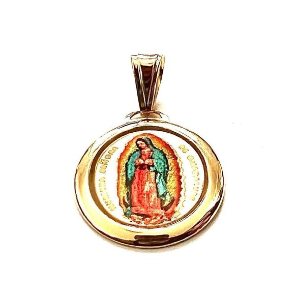 Guadalupe Virgin Mary 14k Solid Gold Pendant | perfect gift | faith | Guadalupe - Picture 4 of 9